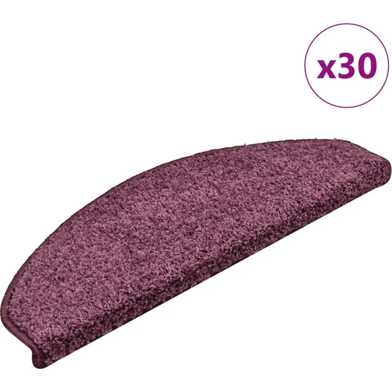 vidaXL Trappemåtter 30 stk. 65 x 21 x 4 cm mørkelilla halvrunde