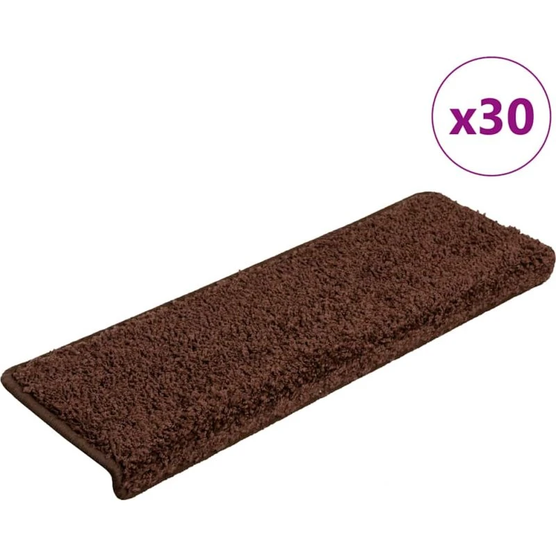 vidaXL Trappemåtter 30 stk. 65x21x4 cm mørkebrune