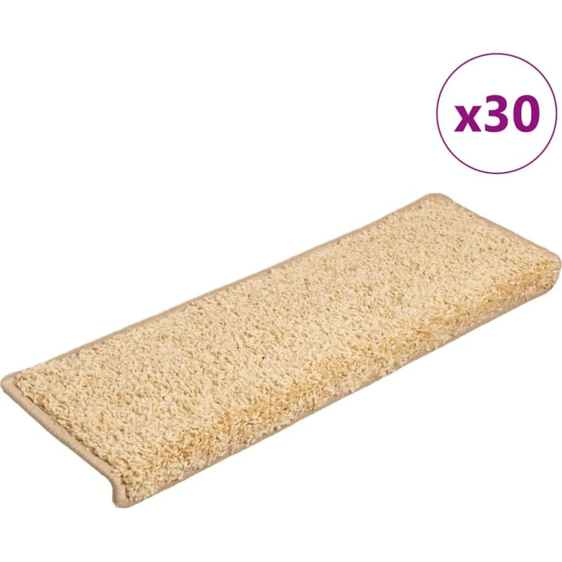 vidaXL Trappemåtter 30 stk. 65x21x4 cm cremefarvede
