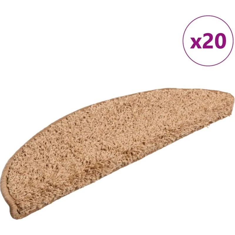 vidaXL Trappemåtter 20 stk. 56x17x3 cm beige halvrunde
