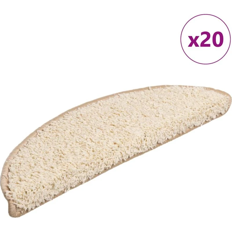vidaXL trappemåtter 20 stk. 56x17x3 cm cremefarvede halvrunde