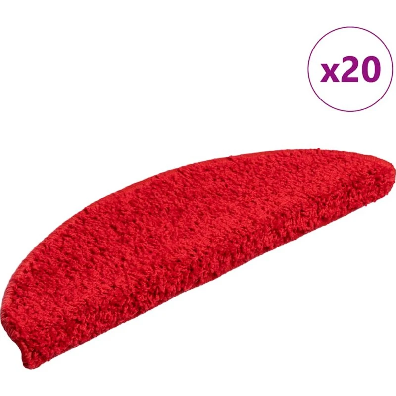 vidaXL Trappemåtter 20 stk. 56x17x3 cm røde halvrunde