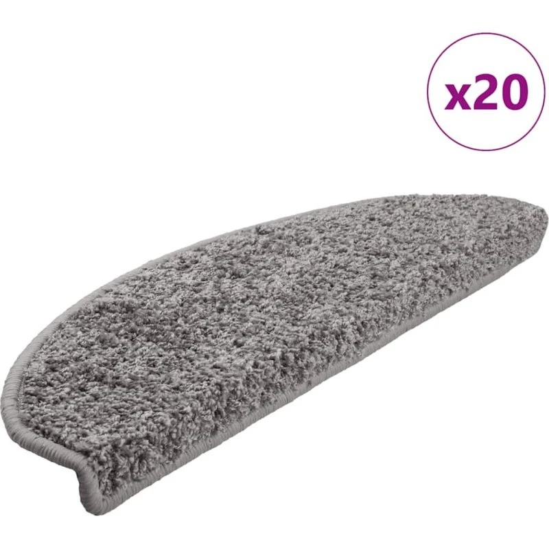 vidaXL trappemåtter 20 stk. 65x21x4 cm grå halvrunde