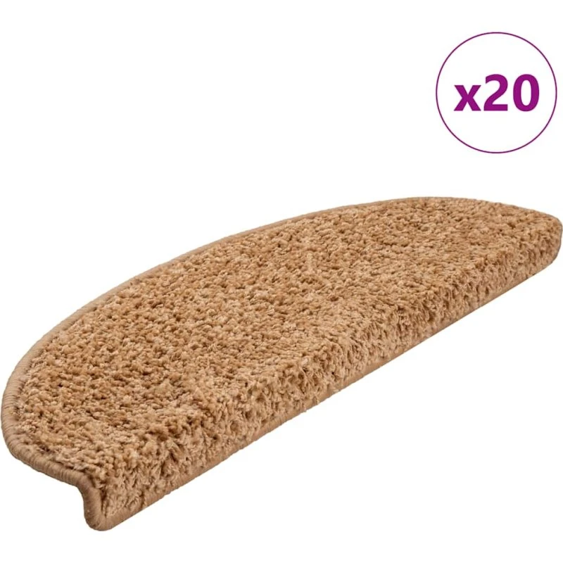 vidaXL Trappemåtter 20 stk. 65x21x4 cm beige halvrunde