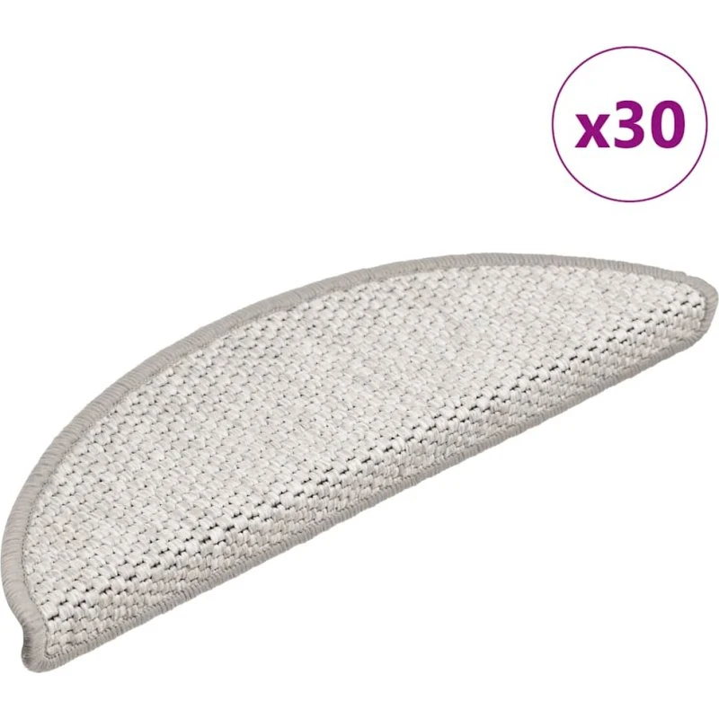 vidaXL selvklæbende trappemåtter 30 stk. 56x17x3 cm sisal-look platina