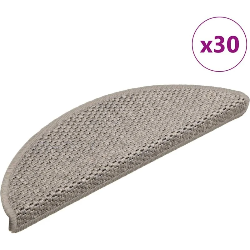 vidaXL selvklæbende trappemåtter 30 stk. 56x17x3 cm sølv sisal-look