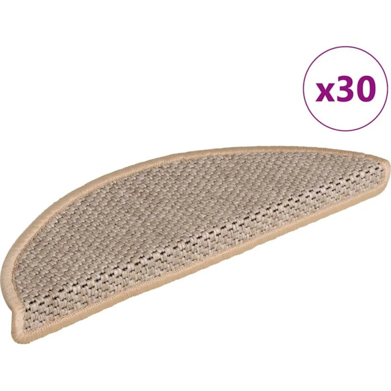 vidaXL Selvklæbende Trappemåtter 30 stk. 56x17x3 cm Lys Beige Sisal-Look