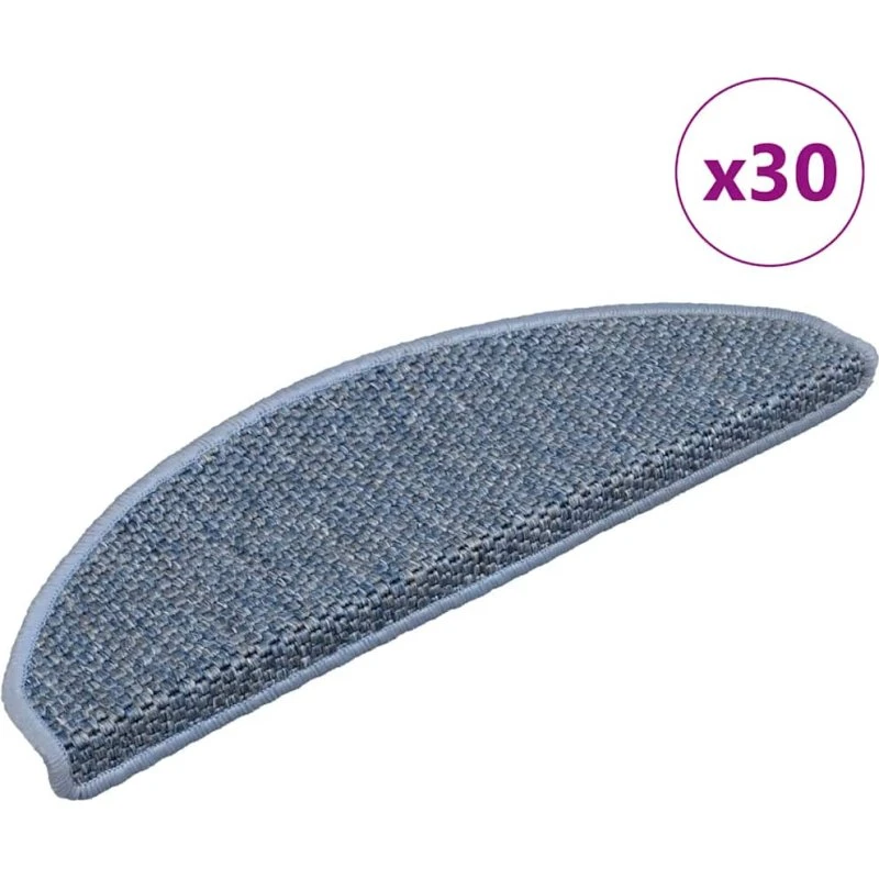 vidaXL selvklæbende trappemåtter 30 stk. 65x21x4 cm blå sisal-look