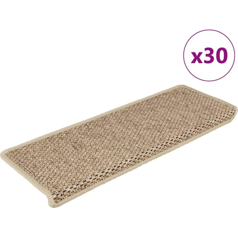 vidaXL selvklæbende trappemåtter 65x21x4 cm, sisal-look, sandfarve (30 stk.)