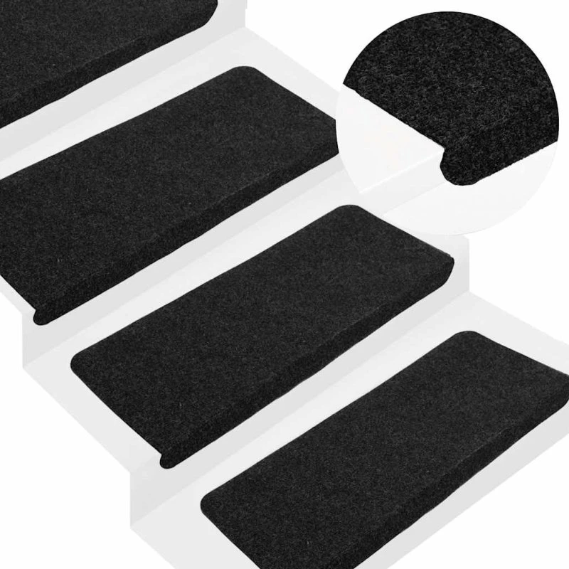vidaXL selvklæbende trappemåtter 30 stk. 65x24,5x3,5 cm sort