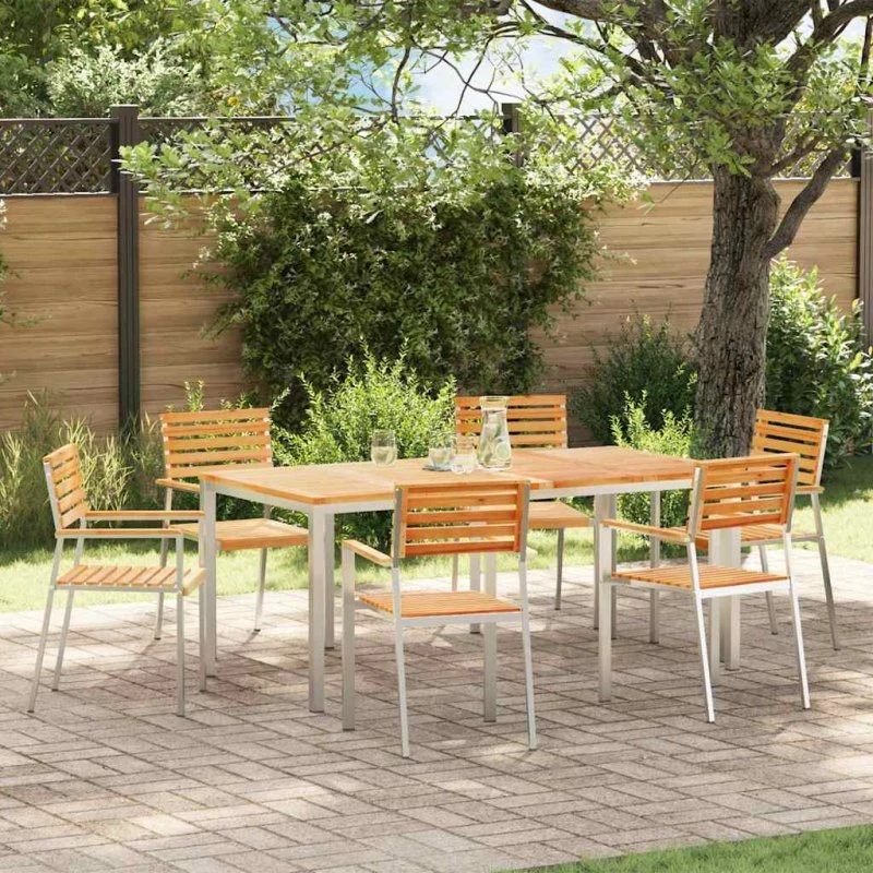 vidaXL Have Stol 6 stk Olie Naturlig 56 x 54,5 x 87 cm Massivt Teaktræ