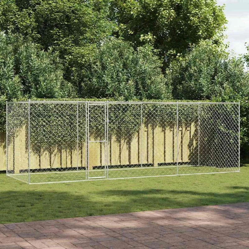 vidaXL Hundebur Sølv 600 x 200 x 200 cm Galvaniseret Stål