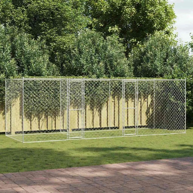 vidaXL Hundebur Sølv 600x200x200 cm Galvaniseret Stål