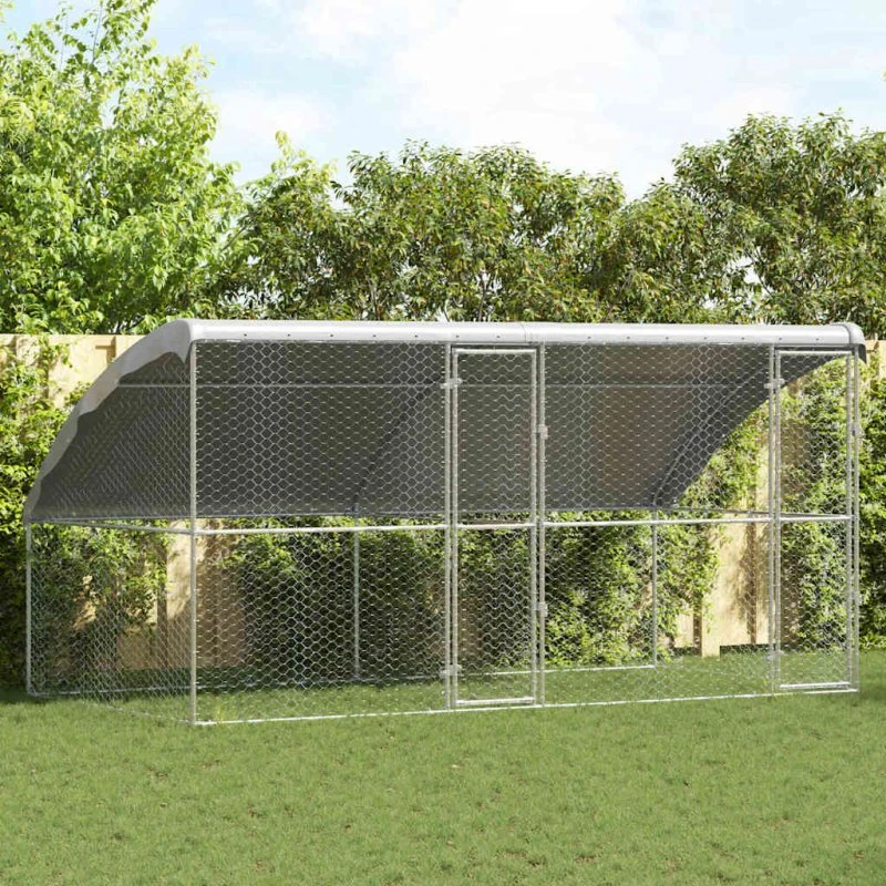 vidaXL Hundehus 2 stk Sølv 4 x 2 x 2 m Galvaniseret stål