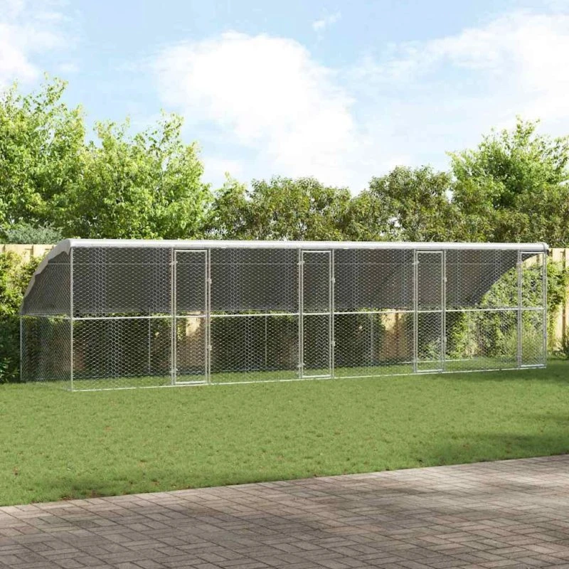 vidaXL Hundehus 4 stk Sølv 8 x 2 x 2 m Galvaniseret stål