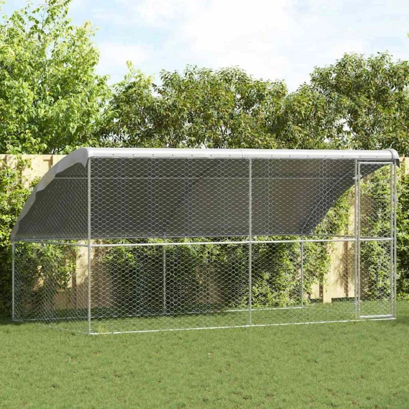 vidaXL Hundehus 2 stk Sølv 4 x 2 x 2 m Galvaniseret Stål