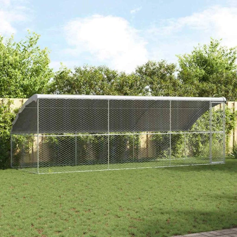 vidaXL Hundehus 3 stk Sølv 6 x 2 x 2 m Galvaniseret stål