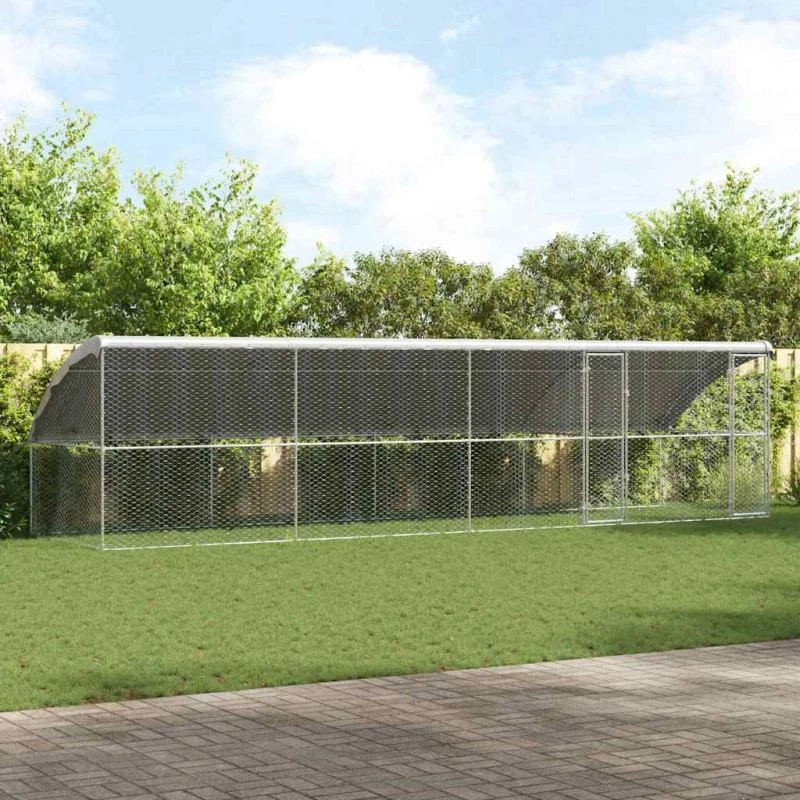 vidaXL Hundehus 4 stk Sølv 8 x 2 x 2 m Galvaniseret Stål