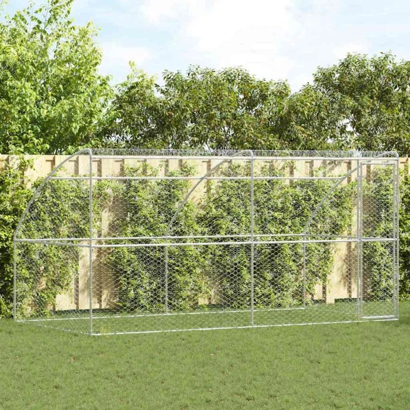 vidaXL Hundehus 2 stk Sølv 4 x 2 x 2 m Galvaniseret stål
