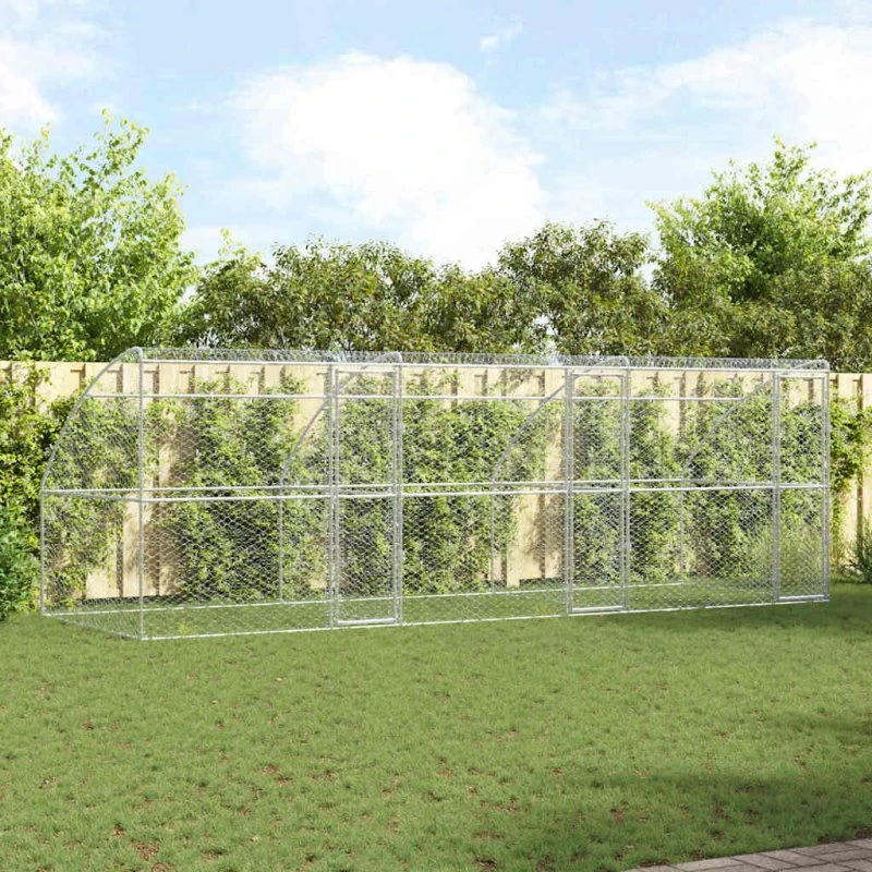 vidaXL Hundehus 3 stk Sølv 6 x 2 x 2 m Galvaniseret stål