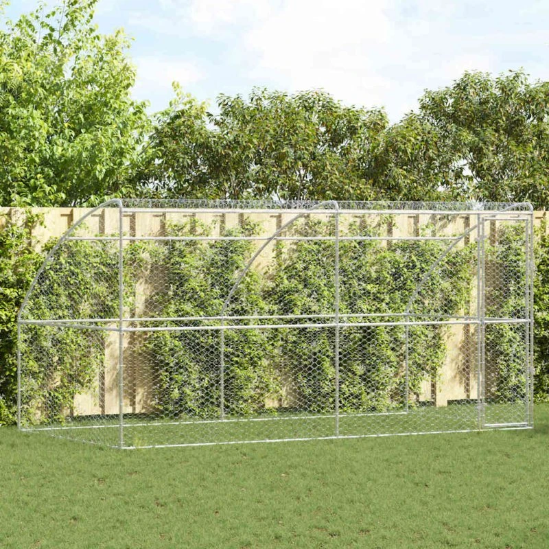 vidaXL Hundehus 2 stk Sølv 4 x 2 x 2 m Galvaniseret stål