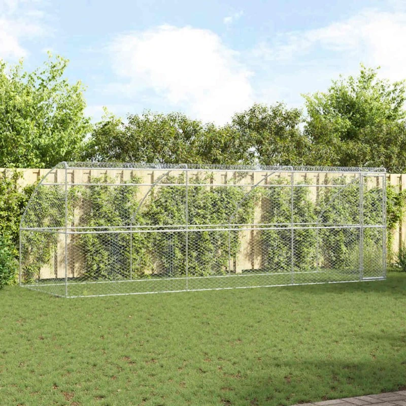 vidaXL Hundehus 3 stk Sølv 6 x 2 x 2 m Galvaniseret Stål