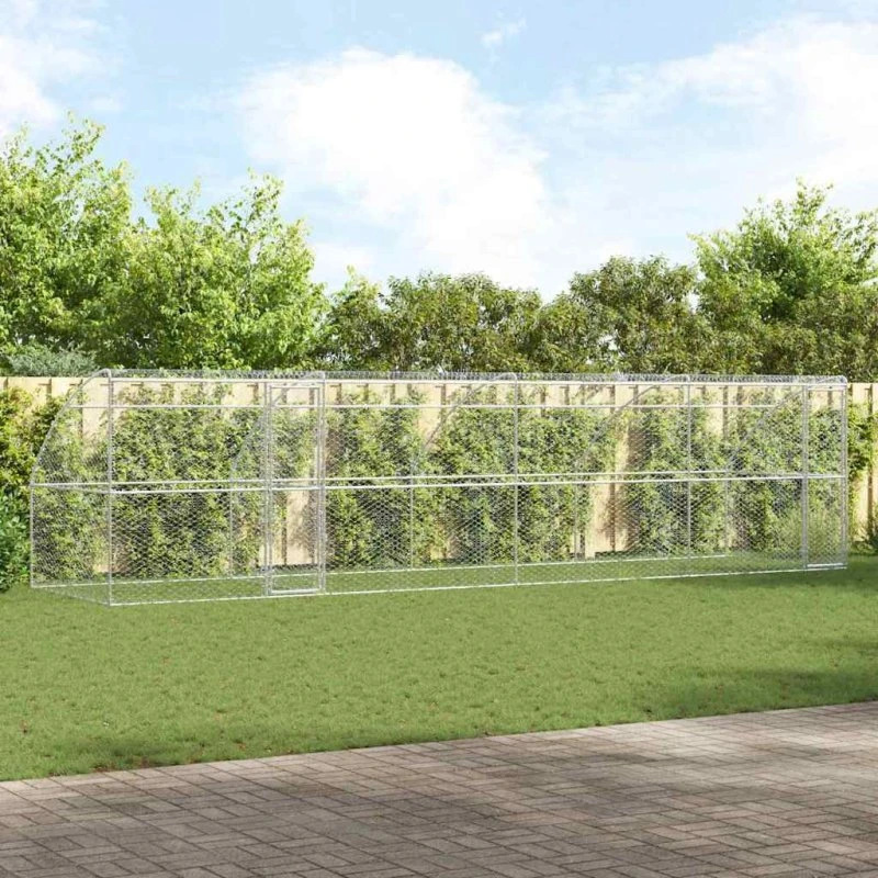 vidaXL Hundehus 4 stk Sølv 8 x 2 x 2 m Galvaniseret stål