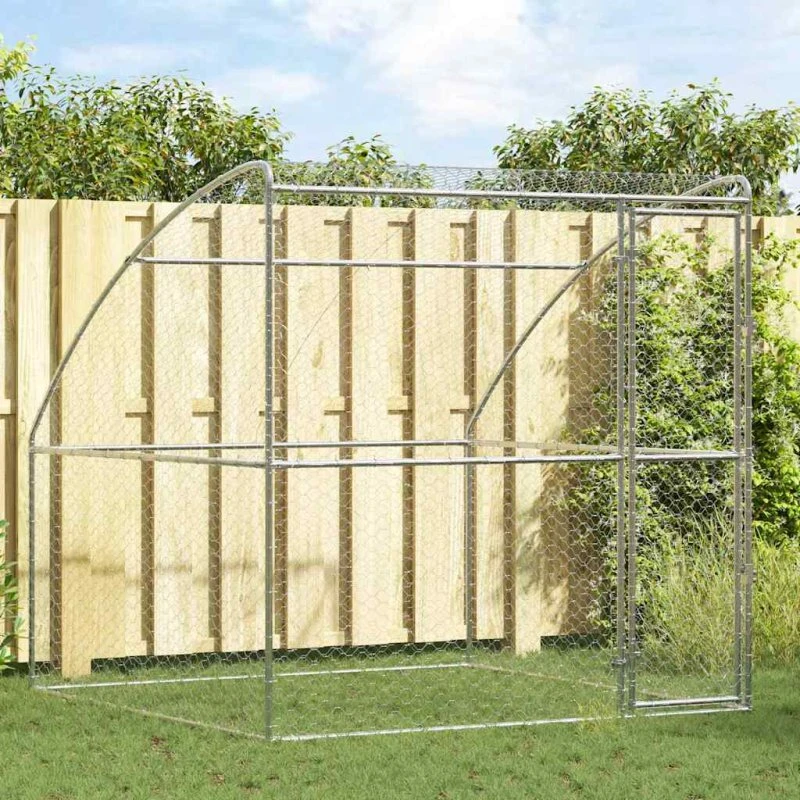 vidaXL Hundehus med opbevaring 2x2x2 m Sølv Galvaniseret stål