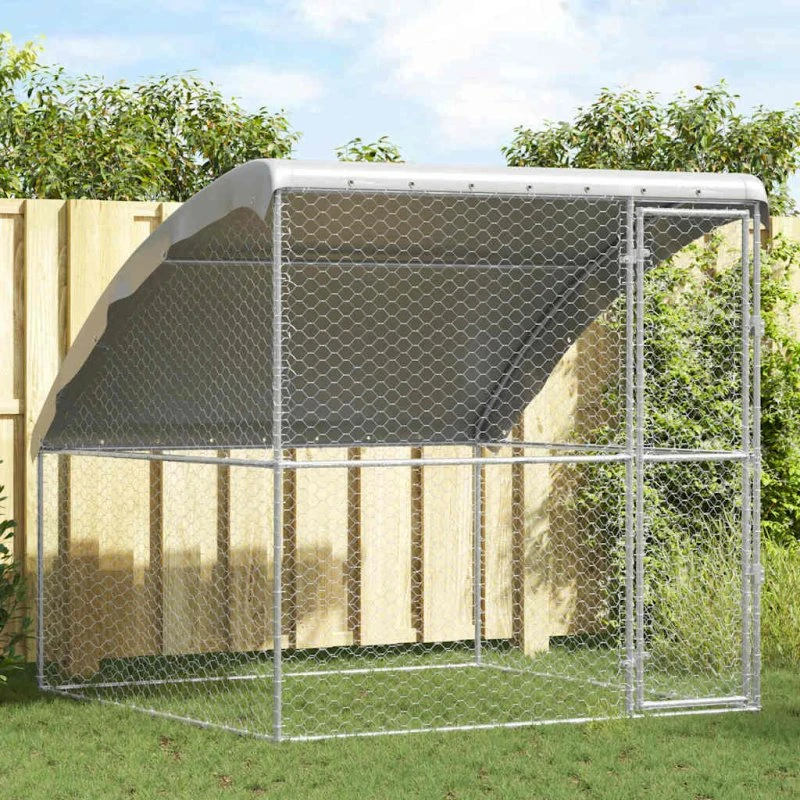 vidaXL Hundehus med opbevaring 2x2x2 m Sølv galvaniseret stål