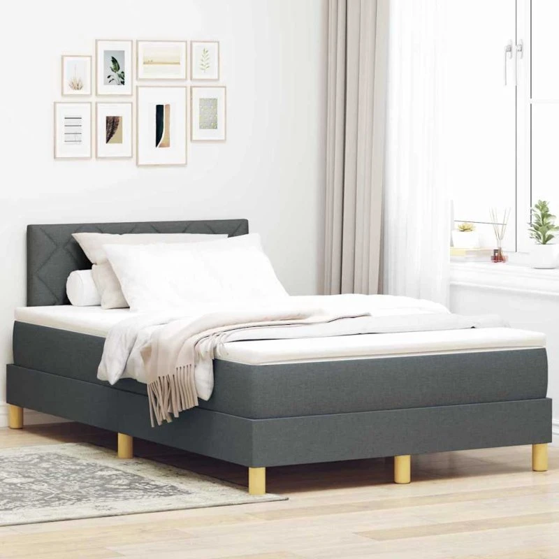 vidaXL LED Box Spring Seng 120 x 190 cm Mørkegrå