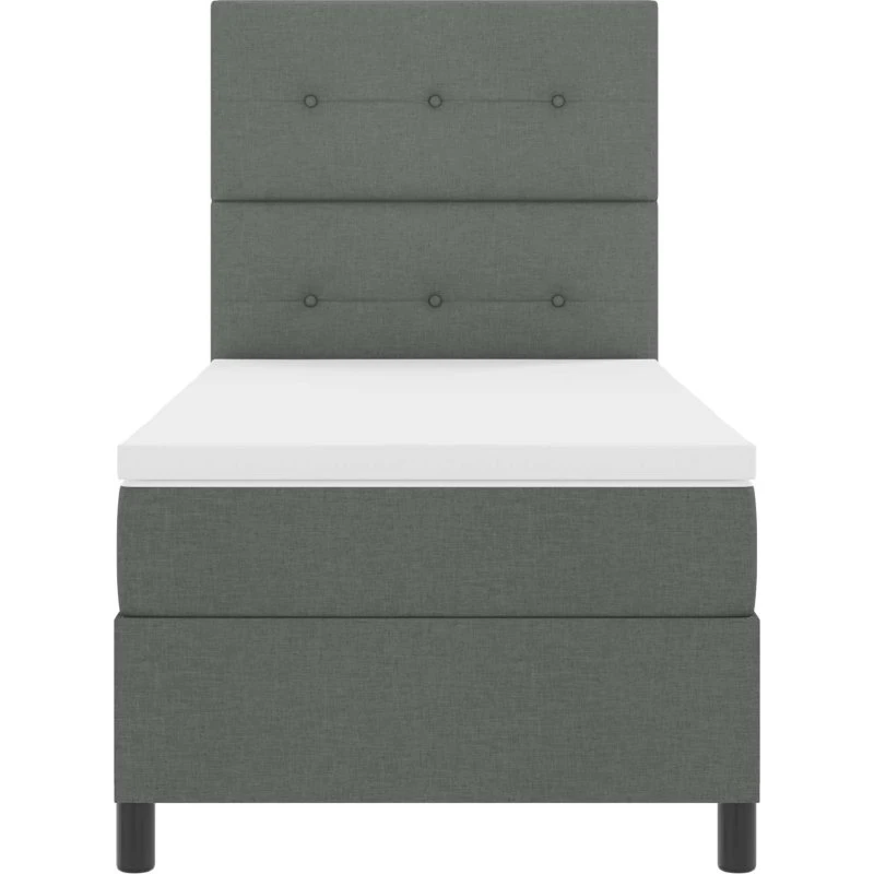 vidaXL Boxspring Seng med Madras, Mørkegrå, 80 x 200 cm