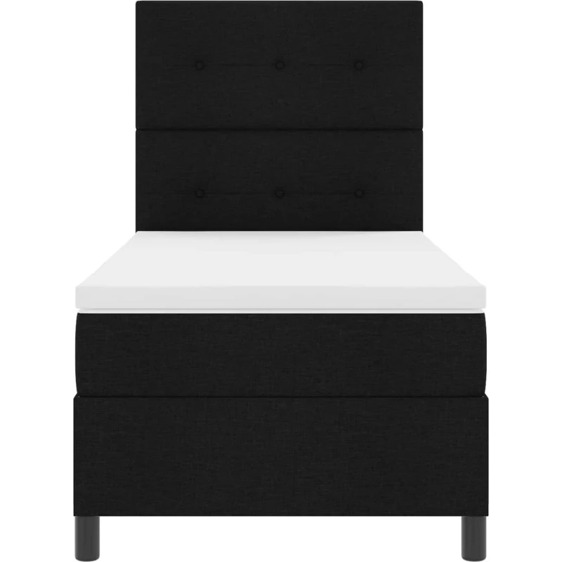 vidaXL Boxspring Seng med LED, Sort 90x200 cm, Stof