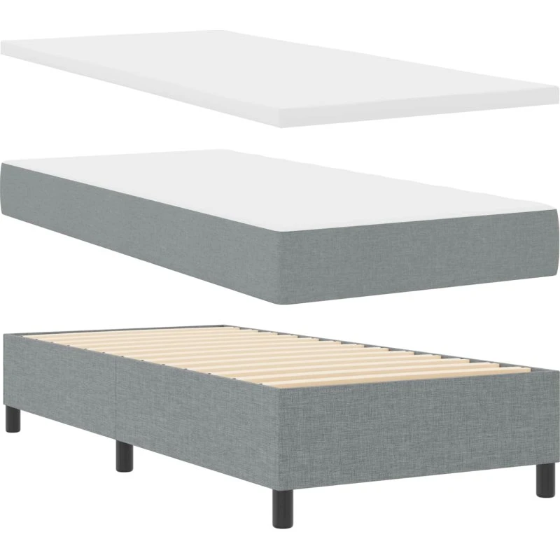 vidaXL Boxspring Seng med Madras Lysegrå 100x200 cm