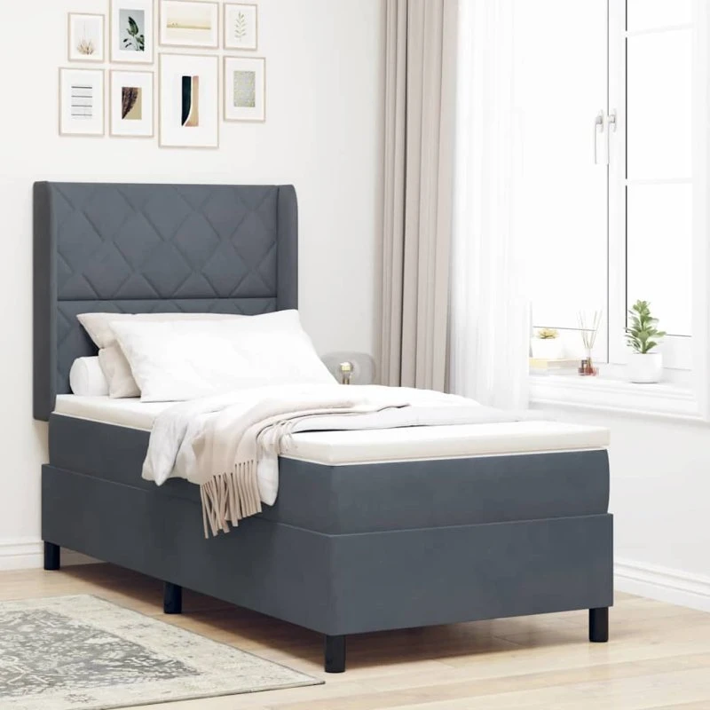 Lumina LED Boxspring Seng, Mørkegrå, 100x200 cm