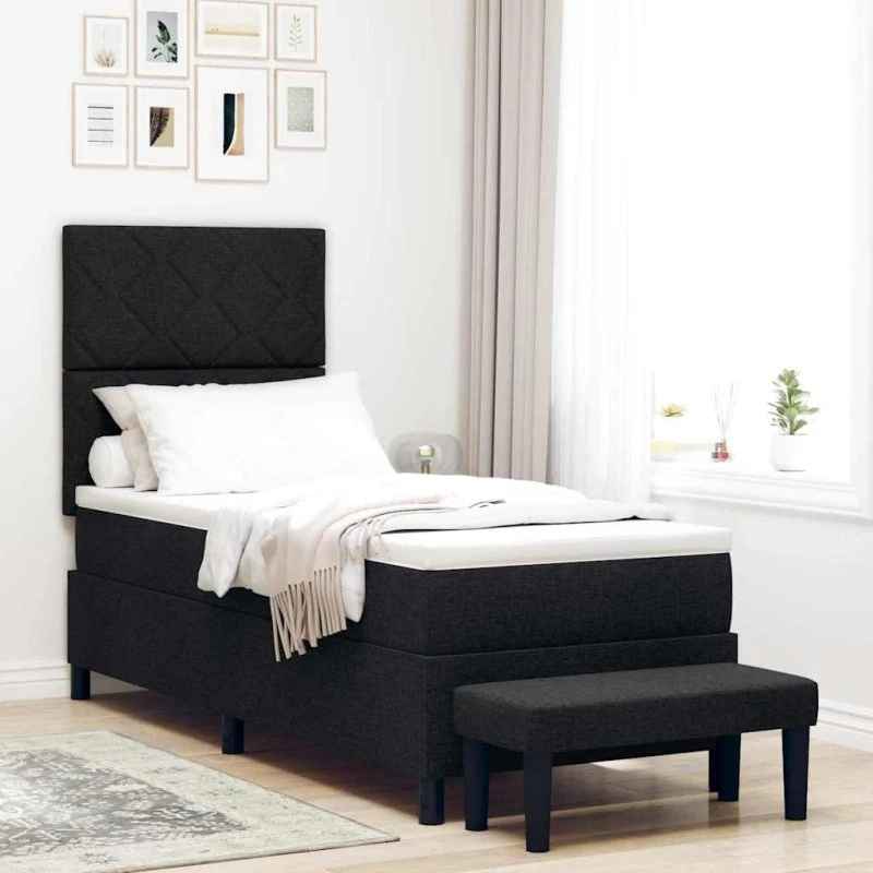 vidaXL Box Spring Seng med Hovedgærde, Sort, 80 x 200 cm
