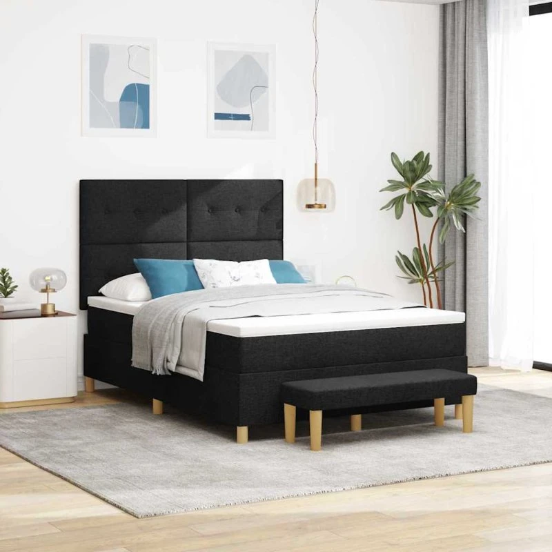 vidaXL Box Spring Seng 200x140 cm Sort Stof