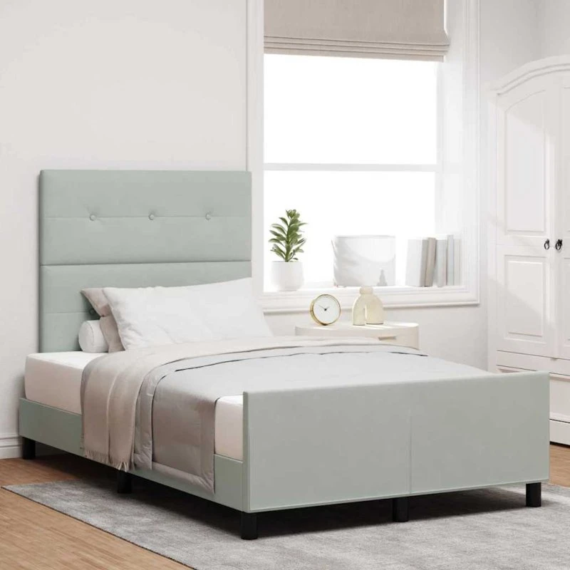 vidaXL Boxspring Seng med Hovedgærde Lysegrå 120x190 cm