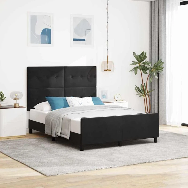 vidaXL Box spring seng med hovedgærde, sort, 160 x 200 cm