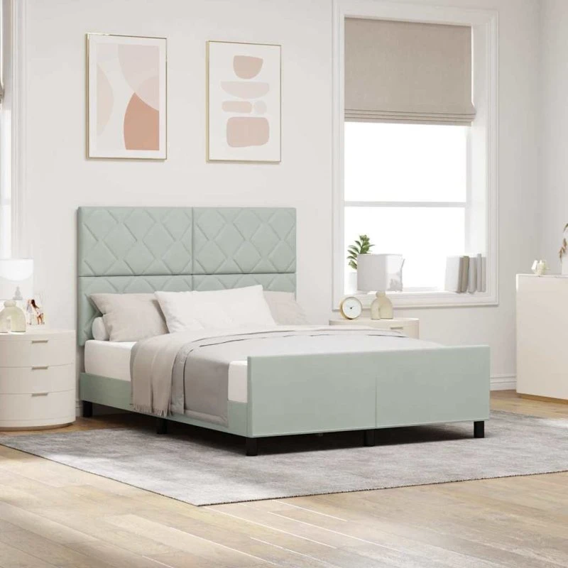 vidaXL Box Spring Seng med Hovedgærde Lysegrå 140x200 cm
