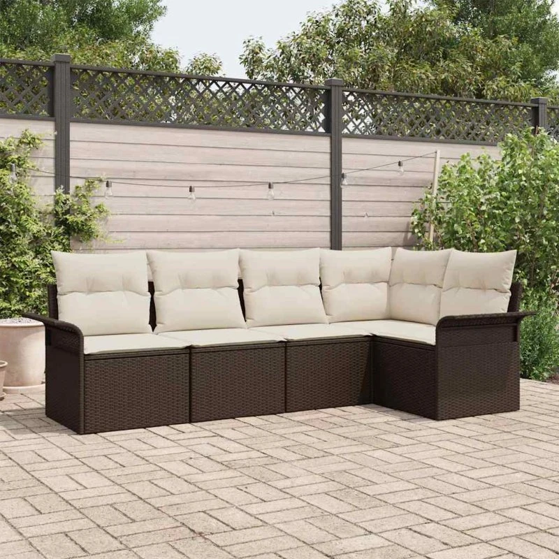 vidaXL Havesofa Sæt 5 pcs Brun Poly rattan med opbevaring