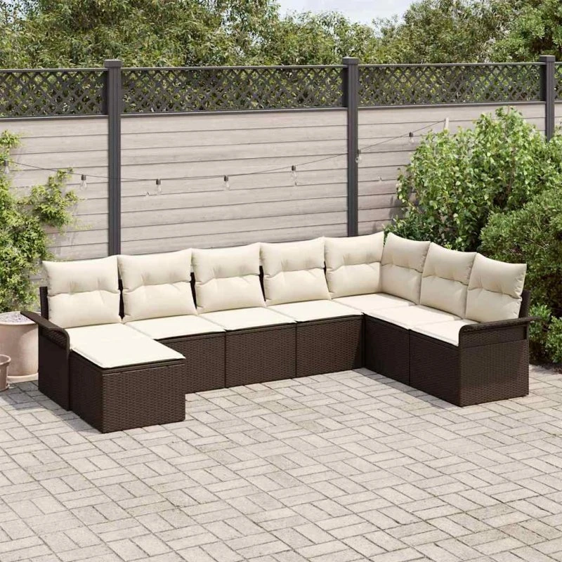 vidaXL Havesofa Sæt 8 pc Brun Poly rattan med opbevaring