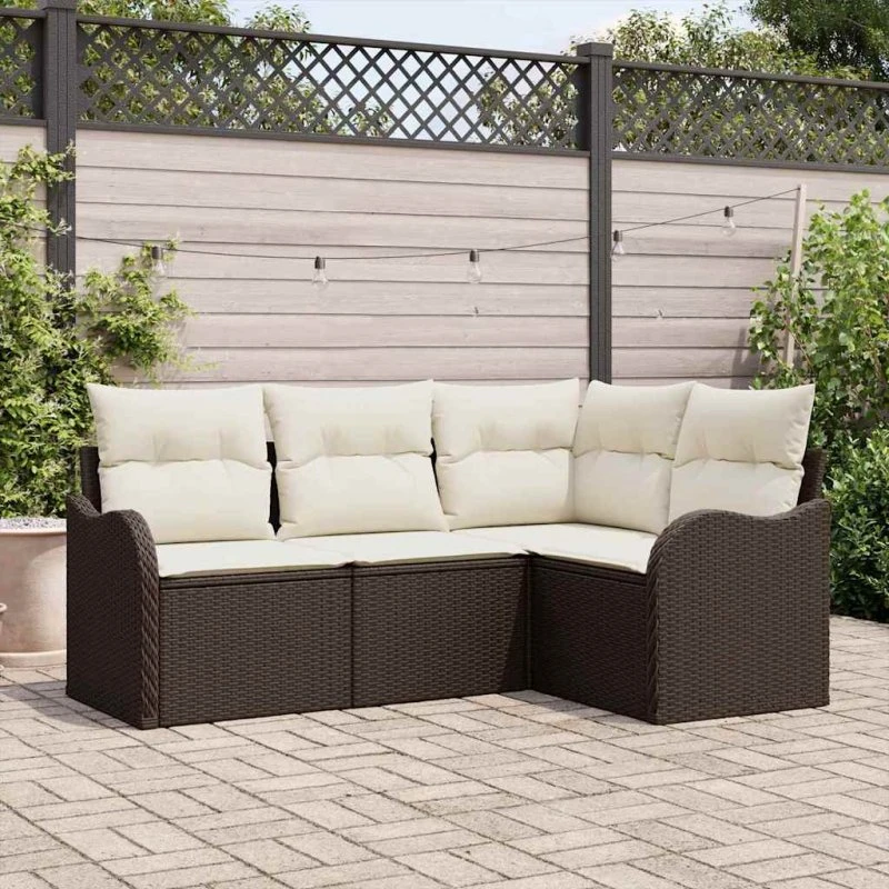 vidaXL Havesofa Sæt 4 pc Brun Poly Rattan med Opbevaring