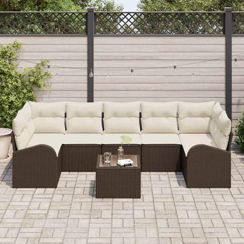 vidaXL Havesofa Sæt 8 stk Brun/Creme 289 x 124 x 69 cm Poly Rattan