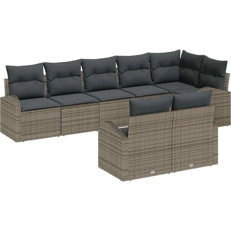 vidaXL Havesofa Sæt 8 pcs Grå Poly rattan med opbevaring