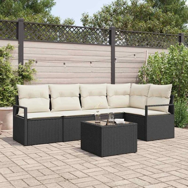 vidaXL Havesofa Sæt 6 pc Brun/Creme modulær