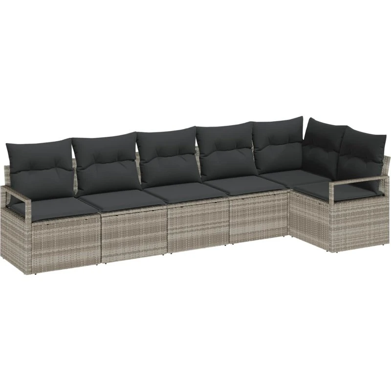 vidaXL Havesofa Sæt 6 stk Lysegrå Poly Rattan med Opbevaring