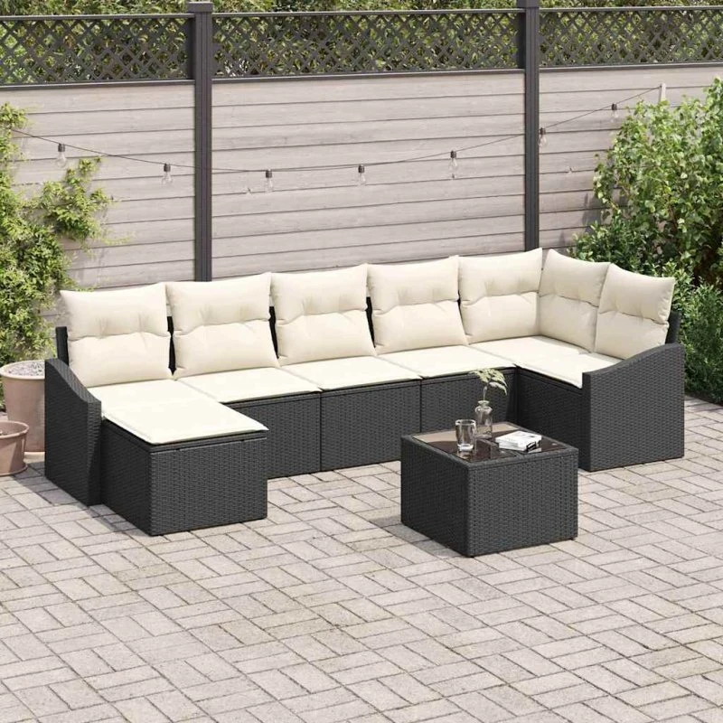 vidaXL Havesofa Sæt 8 pc Brun/Creme Poly Rattan