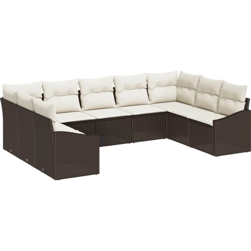 vidaXL Havesofa Sæt 9 pcs Brun/Creme med Opbevaring