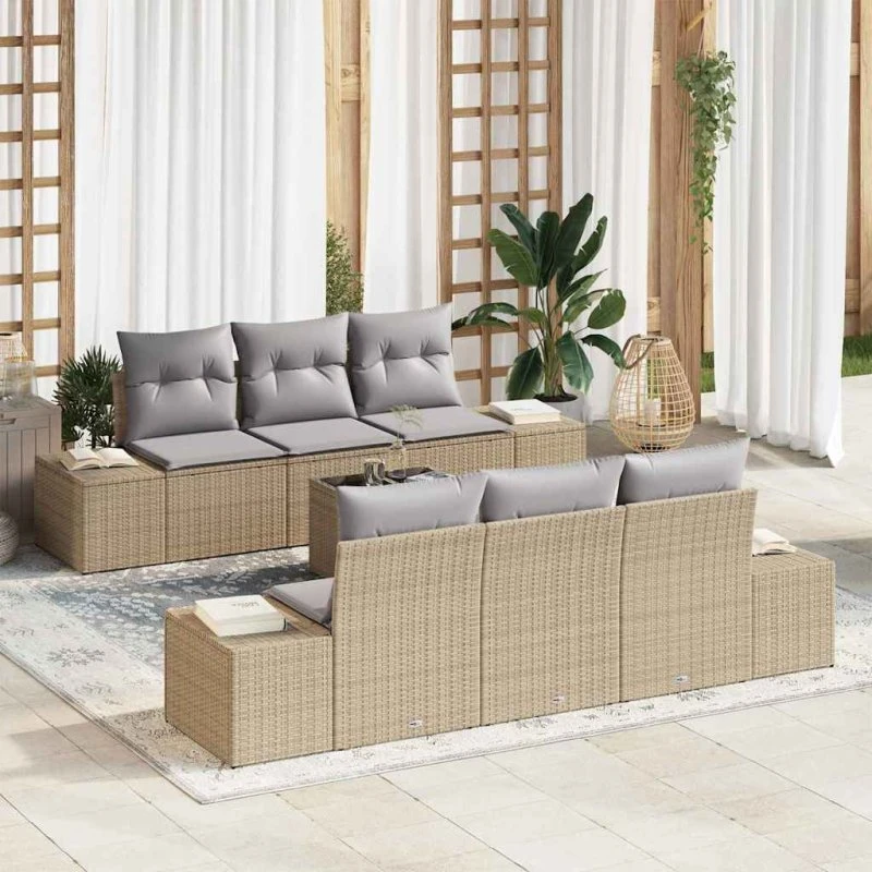 vidaXL Havesofa Sæt 8 pcs Beige/Grå Poly Rattan