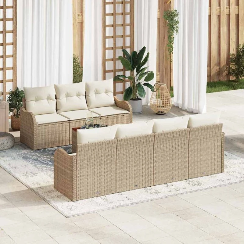 vidaXL Havesofa Sæt 8 pc Beige/Creme med Opbevaring